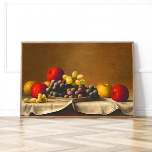 Póster Naturaleza muerta, manzanas, uvas, Barton Stone Ha