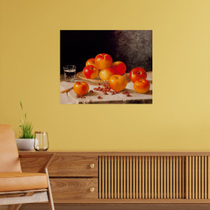 Póster Naturaleza muerta, manzanas y castañas