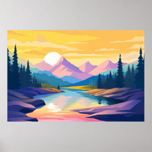 Póster Naturaleza paisajística del valle de montaña