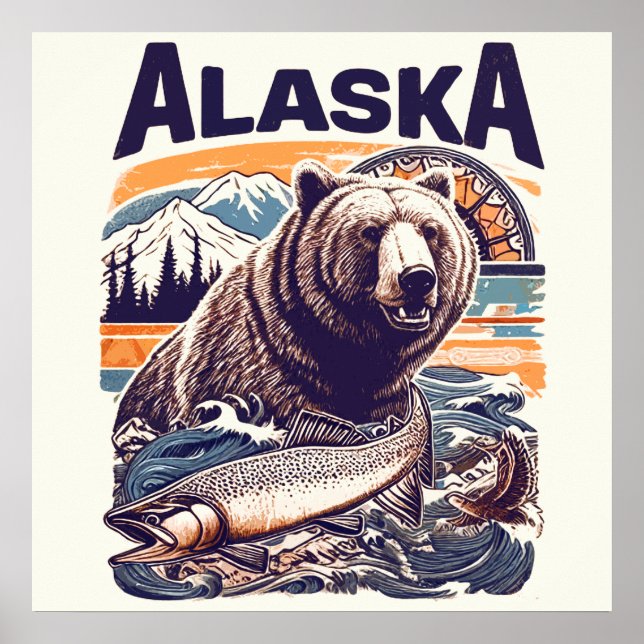 Póster Naturaleza retro alaska (Frente)