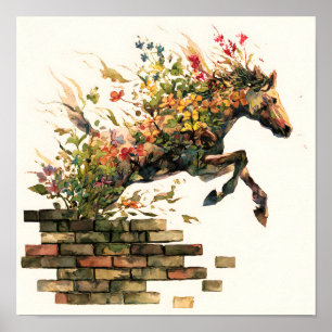 Póster Naturaleza Salto de Caballos Botánicos Florales