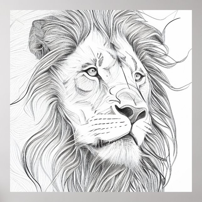 Póster Naturaleza salvaje de los leones Ilustracion anima (Frente)