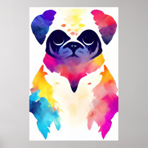 Póster Naturaleza salvaje de perro de pug Colores animale