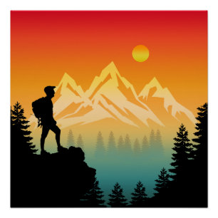 Póster Naturaleza Senderismo Montaña Paisaje Forestal