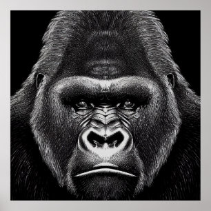 Póster Naturaleza silvestre Gorilla Ape Ilustracion anima