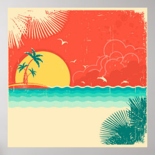 Póster Naturaleza vintage de fondo marino tropical con