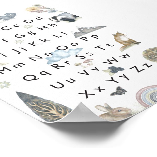 Póster Naturaleza y Fauna Salvaje. Alfabeto Infantil. (Esquina)