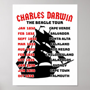 Póster Naturalist Charles Darwin Beagle Meme Tour D