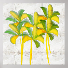 Póster Naturals Watercolor Lilies Rustic