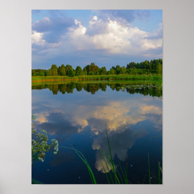 Póster Nature Landscape Lake Scenery Belarus Poster (Frente)