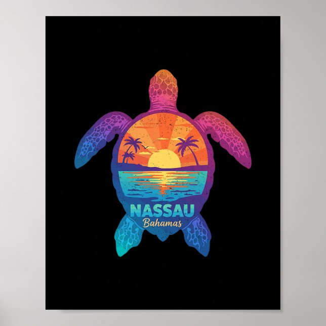 Póster Nau Hamas Tie Dye Sea Turtle Hamas Beach Vacation  (Frente)