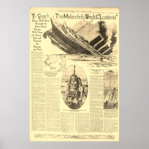 Póster Naufragio del periódico Lusitania 