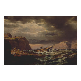 Póster Naufragio en la costa noruega por Johan Dahl 