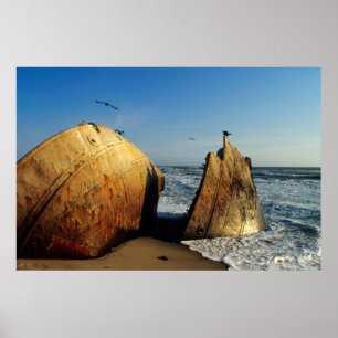 Póster Naufragio en la playa, Costa de los Esqueletos, Na
