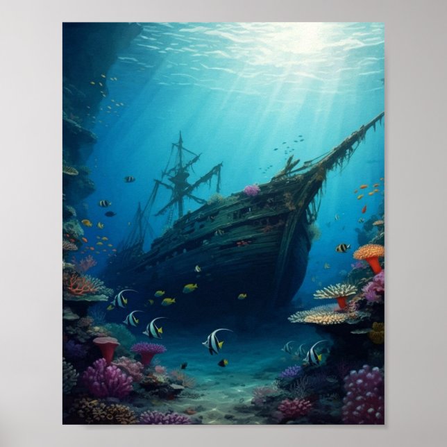 Póster Naufragio oculto en el arrecife (Frente)