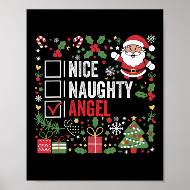 Póster Naughty Angel Funny Navidades Santa Claus (Frente)