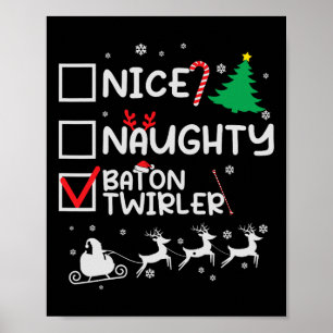 Póster Naughty Baton Twirler Majorette Navidades Lis