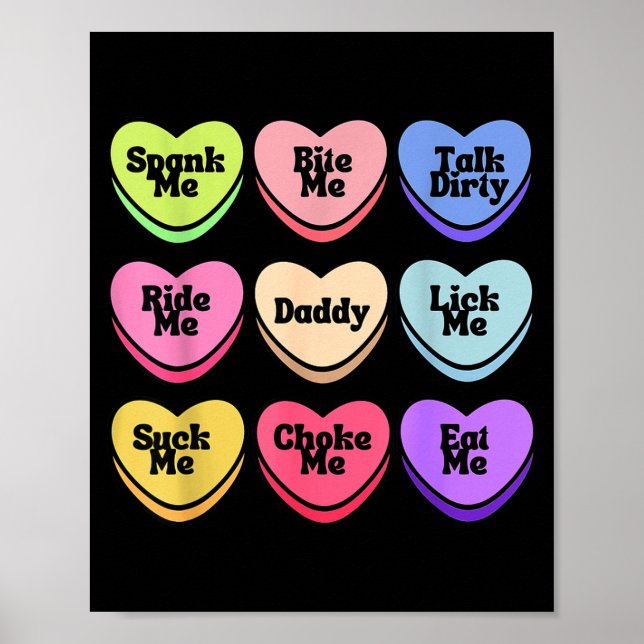 Póster Naughty Heart Candy Daddy Spank Me Adult Humor Cou (Frente)