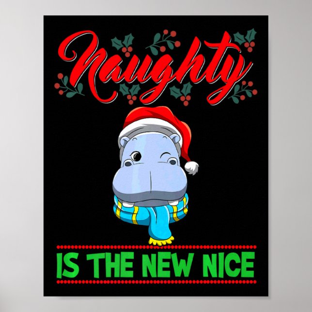 Póster Naughty Is The New Nice Christmas Santa Xmas Premi (Frente)
