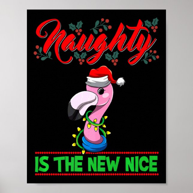 Póster Naughty Is The New Nice Christmas Santa Xmas Premi (Frente)