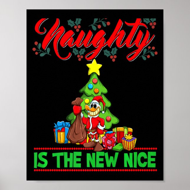 Póster Naughty Is The New Nice Christmas Santa Xmas Premi (Frente)