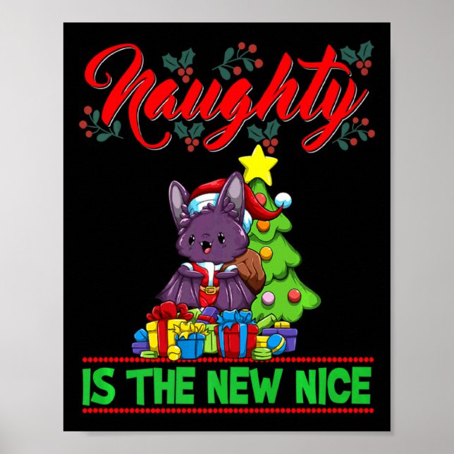 Póster Naughty Is The New Nice Christmas Santa Xmas Premi (Frente)