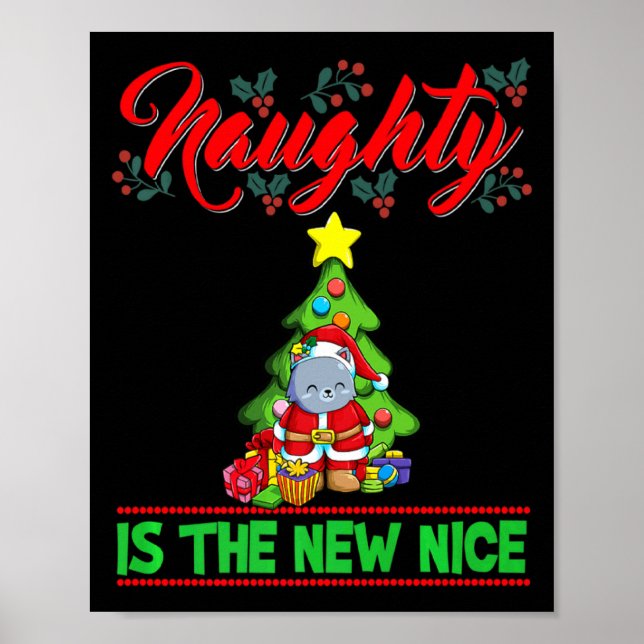 Póster Naughty Is The New Nice Christmas Santa Xmas Premi (Frente)