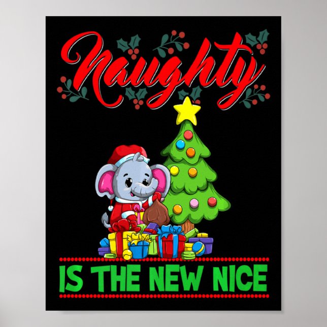 Póster Naughty Is The New Nice Christmas Santa Xmas Premi (Frente)