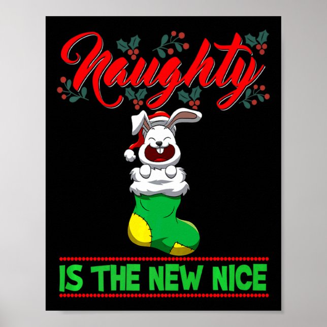 Póster Naughty Is The New Nice Christmas Santa Xmas Premi (Frente)