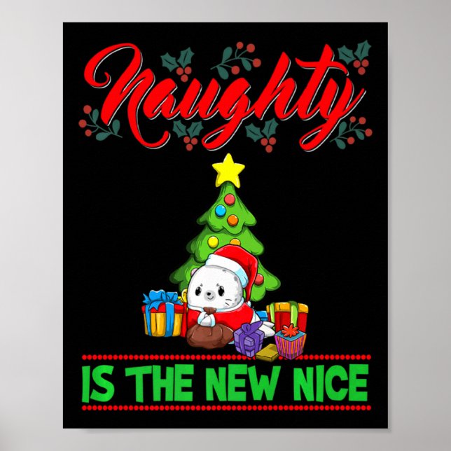 Póster Naughty Is The New Nice Christmas Santa Xmas Premi (Frente)
