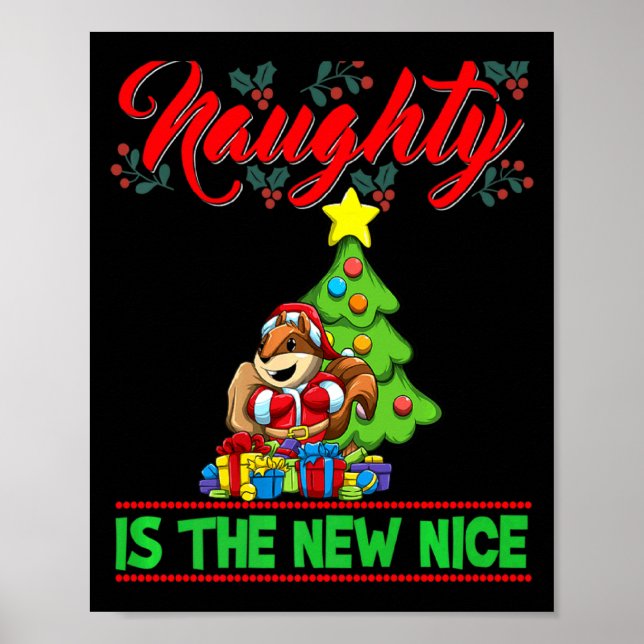 Póster Naughty Is The New Nice Christmas Santa Xmas Premi (Frente)