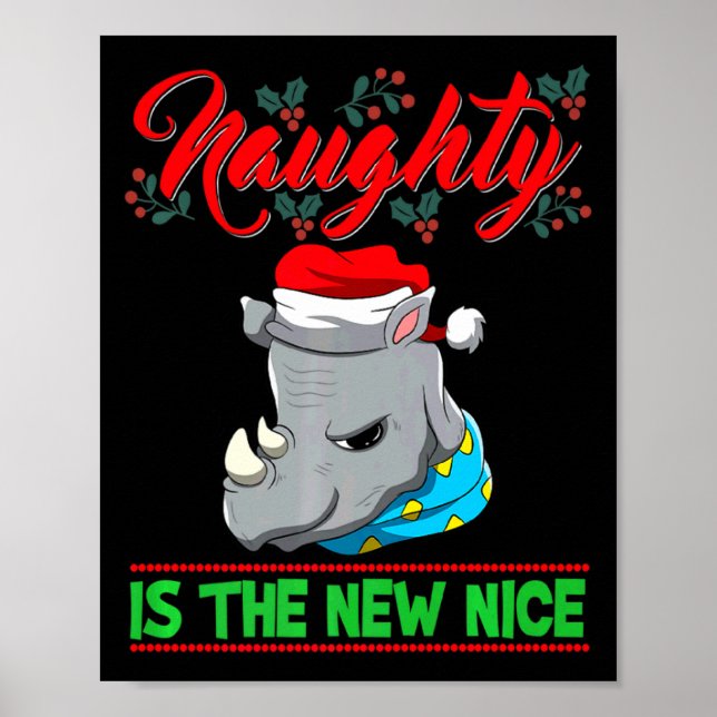 Póster Naughty Is The New Nice Christmas Santa Xmas Premi (Frente)