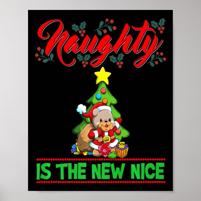 Póster Naughty Is The New Nice Christmas Santa Xmas Premi (Frente)