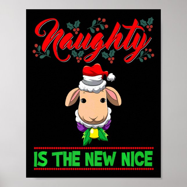 Póster Naughty Is The New Nice Christmas Santa Xmas Premi (Frente)