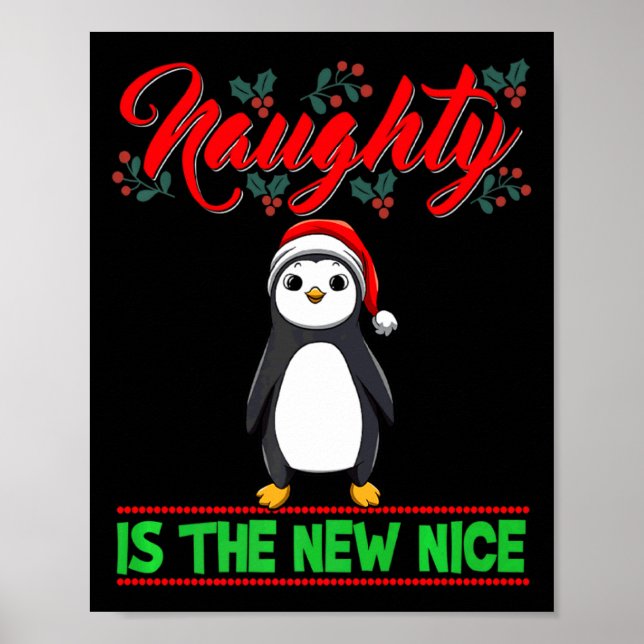 Póster Naughty Is The New Nice Christmas Santa Xmas Premi (Frente)
