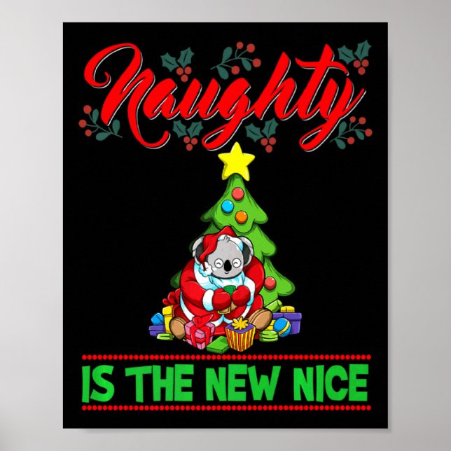 Póster Naughty Is The New Nice Christmas Santa Xmas Premi (Frente)