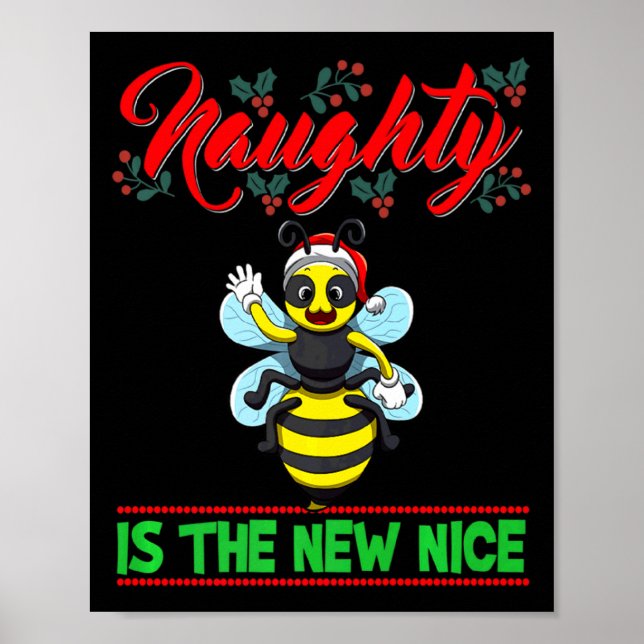 Póster Naughty Is The New Nice Christmas Santa Xmas Premi (Frente)
