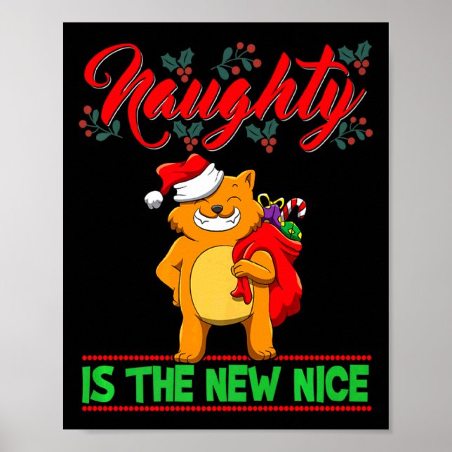 Póster Naughty Is The New Nice Christmas Santa Xmas Premi (Frente)