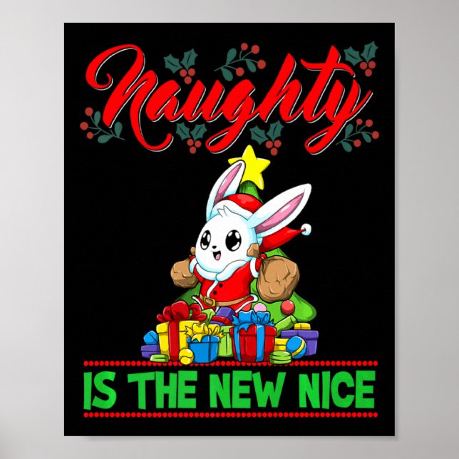 Póster Naughty Is The New Nice Christmas Santa Xmas Premi (Frente)