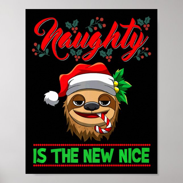Póster Naughty Is The New Nice Christmas Santa Xmas Premi (Frente)