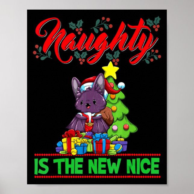 Póster Naughty Is The New Nice Christmas Santa Xmas T Shi (Frente)