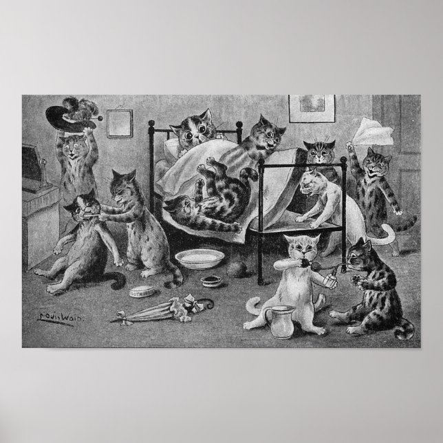 Póster Naughty Kittens, Louis Wain (Frente)