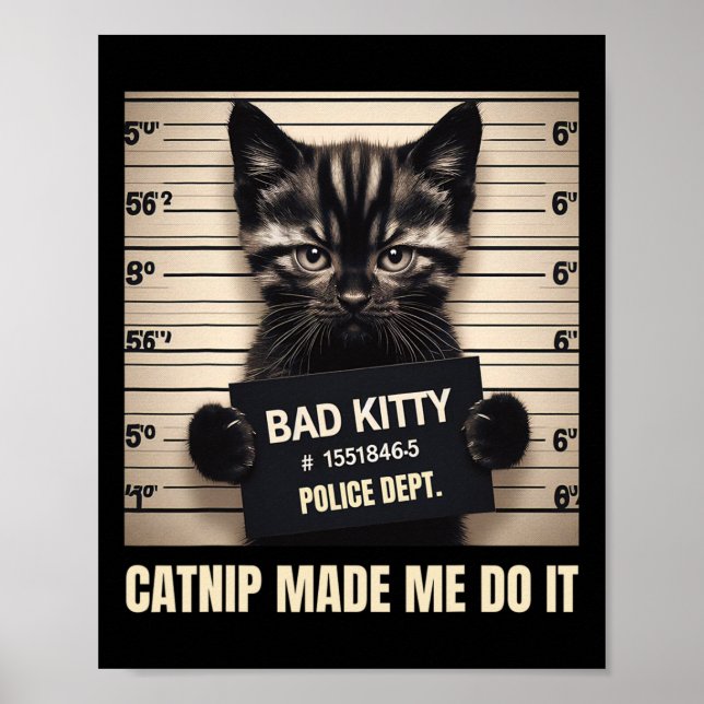 Póster Naughty Kitty Cail Photo Catnip Me Hizo Hacerlo Ga (Frente)