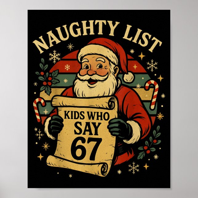 Póster Naughty List Kids Who Say 67 Funny Teacher Christm (Frente)
