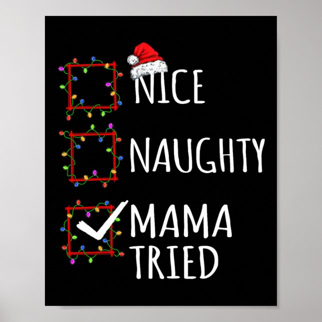 Póster Naughty Mama Triste Navidades List Santa Claus (Frente)