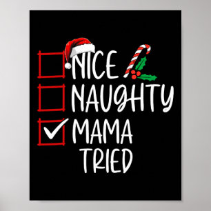 Póster Naughty Mama Triste Navidades List Santa Claus