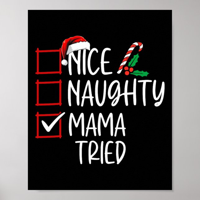 Póster Naughty Mama Triste Navidades List Santa Claus (Frente)