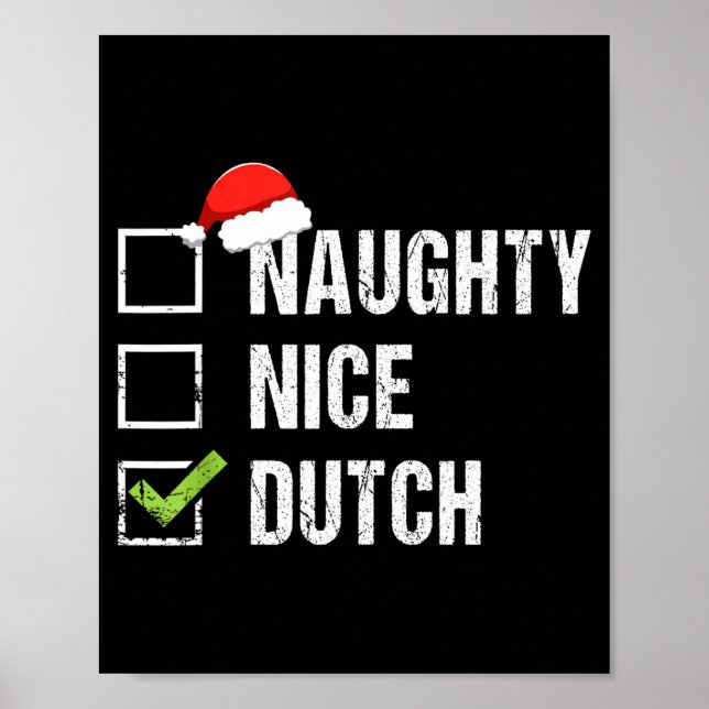 Póster Naughty Nice Dutch Shirt Netherlands Santa Christm (Frente)