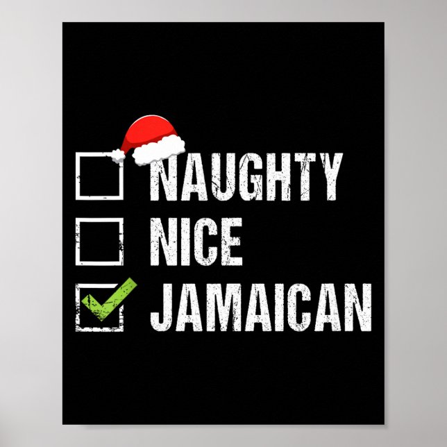 Póster Naughty Nice Jamaican Shirt Santa Hat Christmas Gi (Frente)