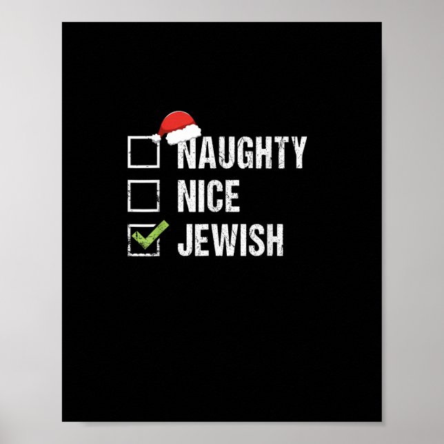 Póster Naughty Nice Jewish Santa Christmas   (Frente)